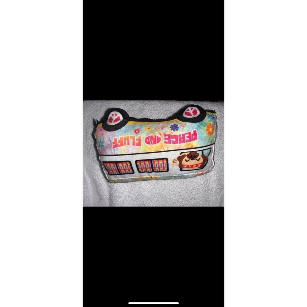 Bark box dog toy peace fluff bus van‎ tiedye squeak crinkle large barkbox